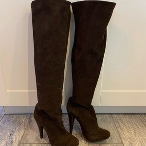 Arden B knee high brown suede boots